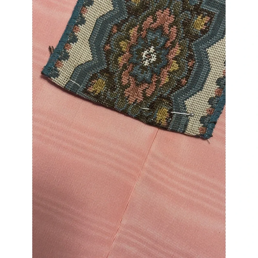 Vintage Pink‎ Moire Silk Bell Pull Tapestry Brass Grape Hardware Blue Tassel